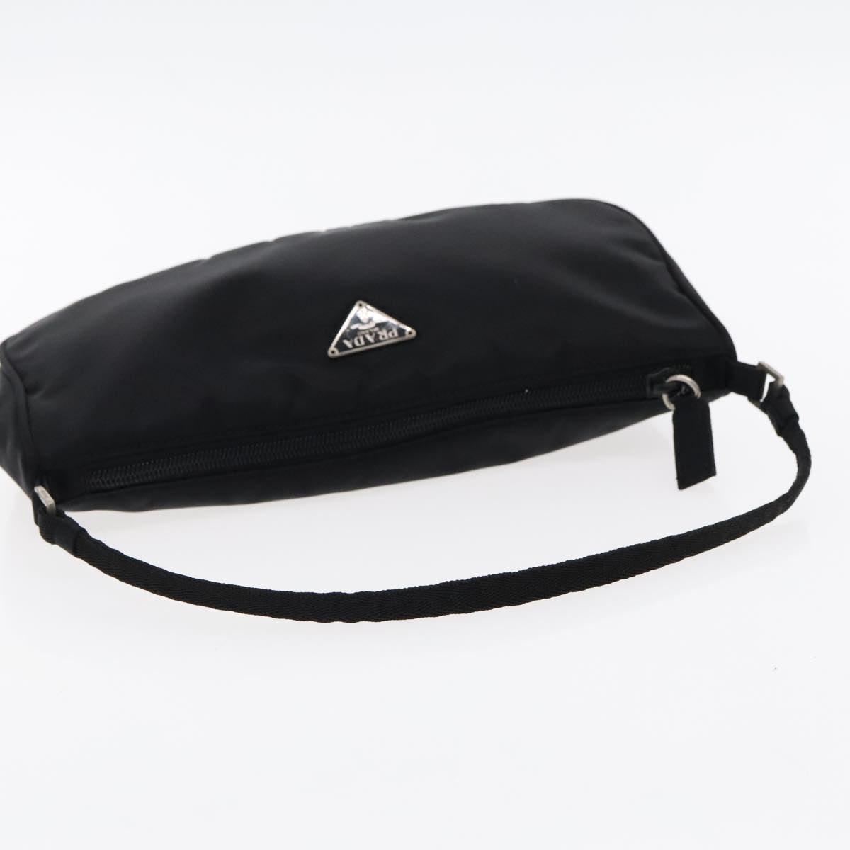 PRADA Accessory Pouch Nylon Black Silver Auth 95690