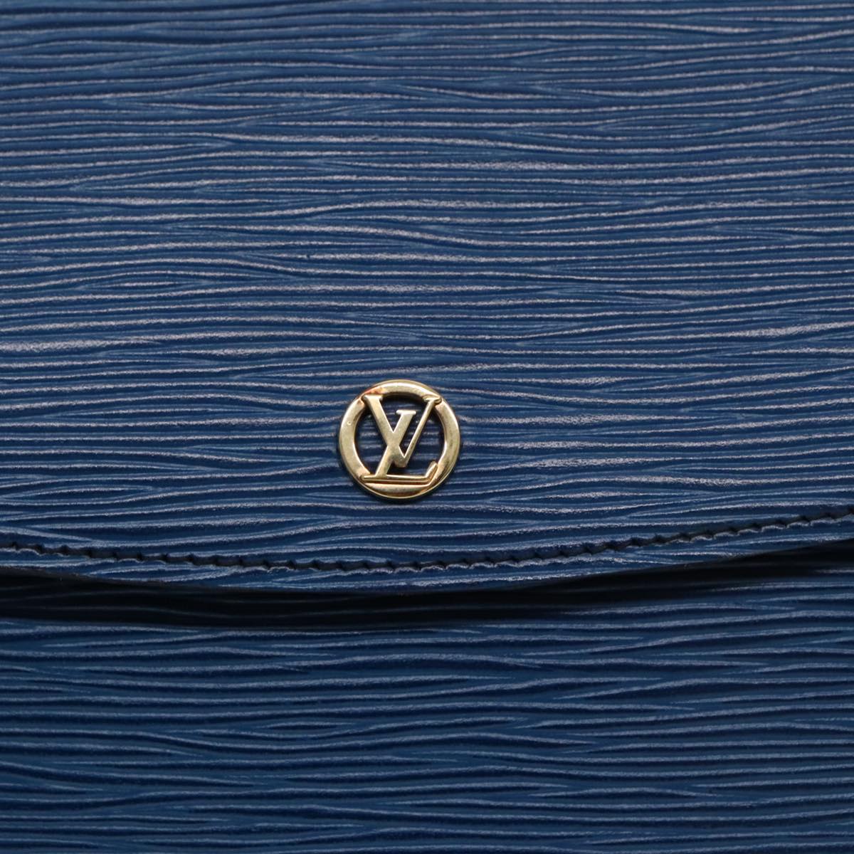 LOUIS VUITTON Epi Montaigne 27 Clutch Bag Blue M52655 LV Auth 95699