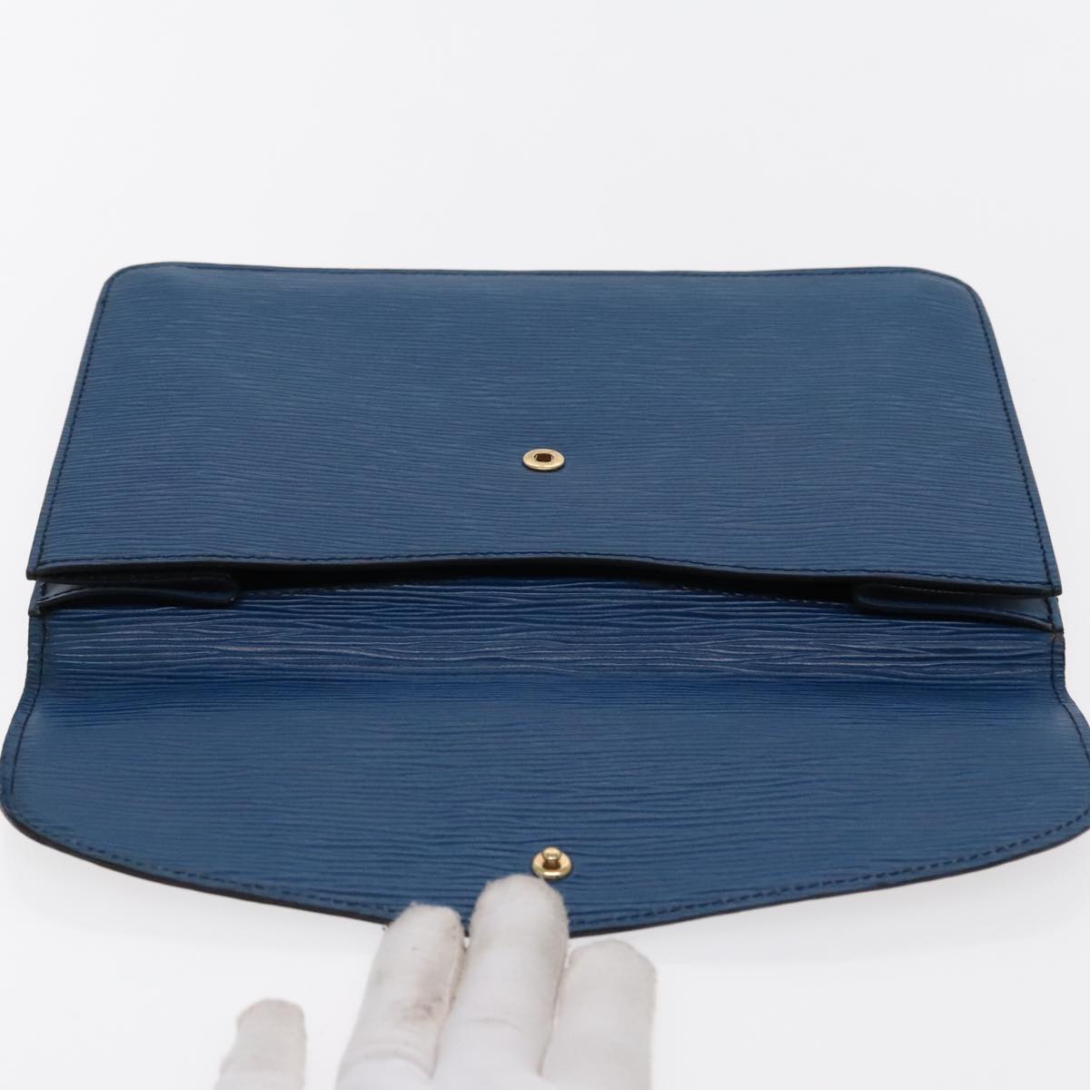 LOUIS VUITTON Epi Montaigne 27 Clutch Bag Blue M52655 LV Auth 95699