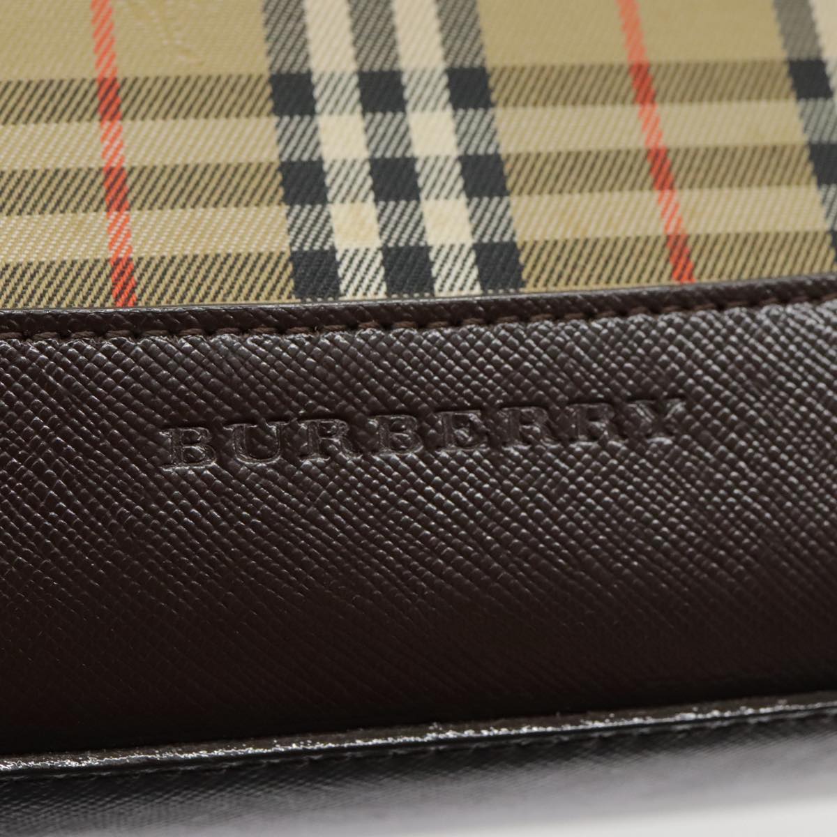 BURBERRY Nova Check Hand Bag Canvas Beige Gold Auth 95708