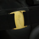 Salvatore Ferragamo Vala Shoulder Bag Enamel Black Gold Auth 95720-18