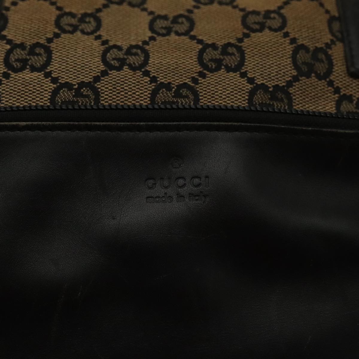 GUCCI GG Canvas Tote Bag Beige Black 019 0402 Auth 95727