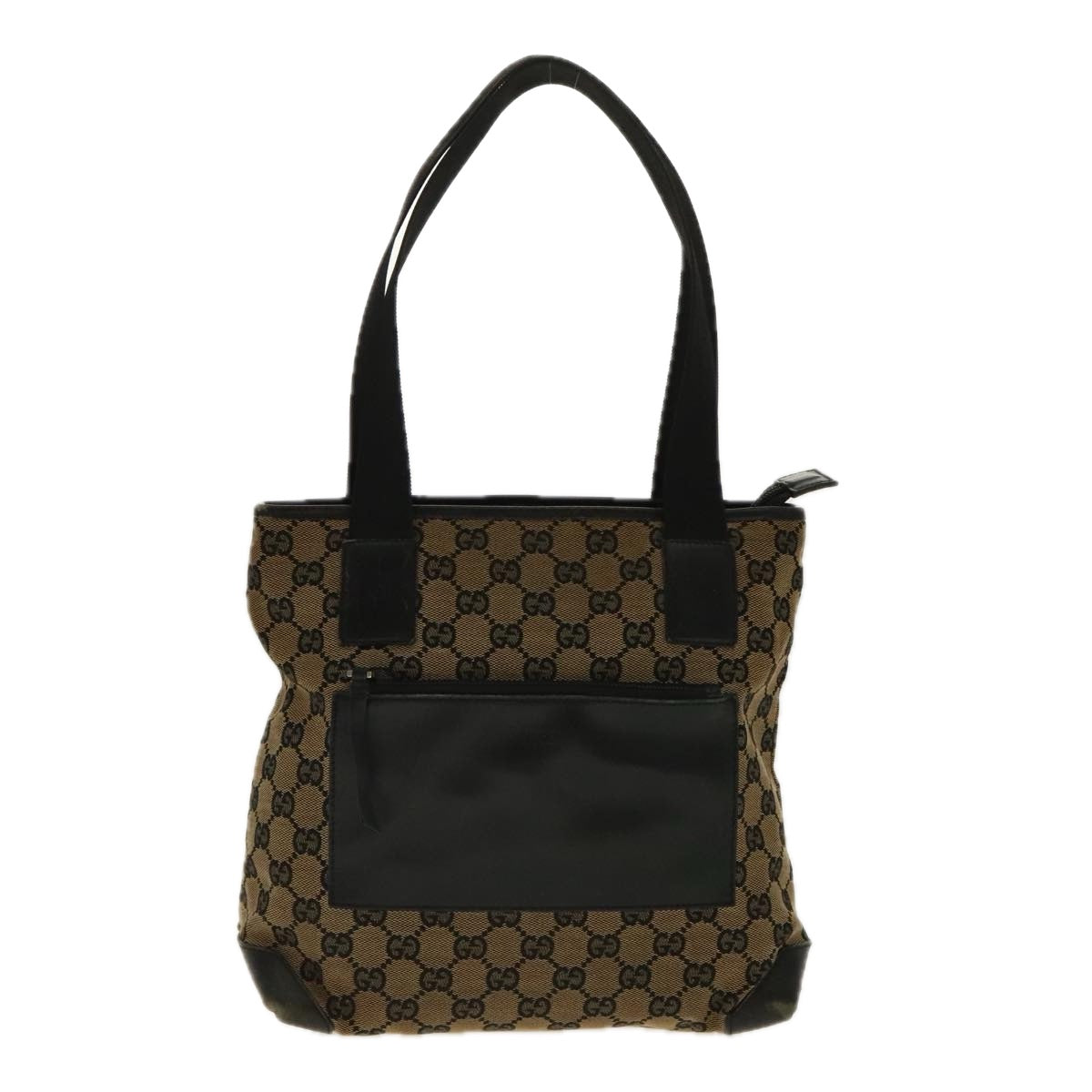 GUCCI GG Canvas Tote Bag Beige Black 019 0402 Auth 95727