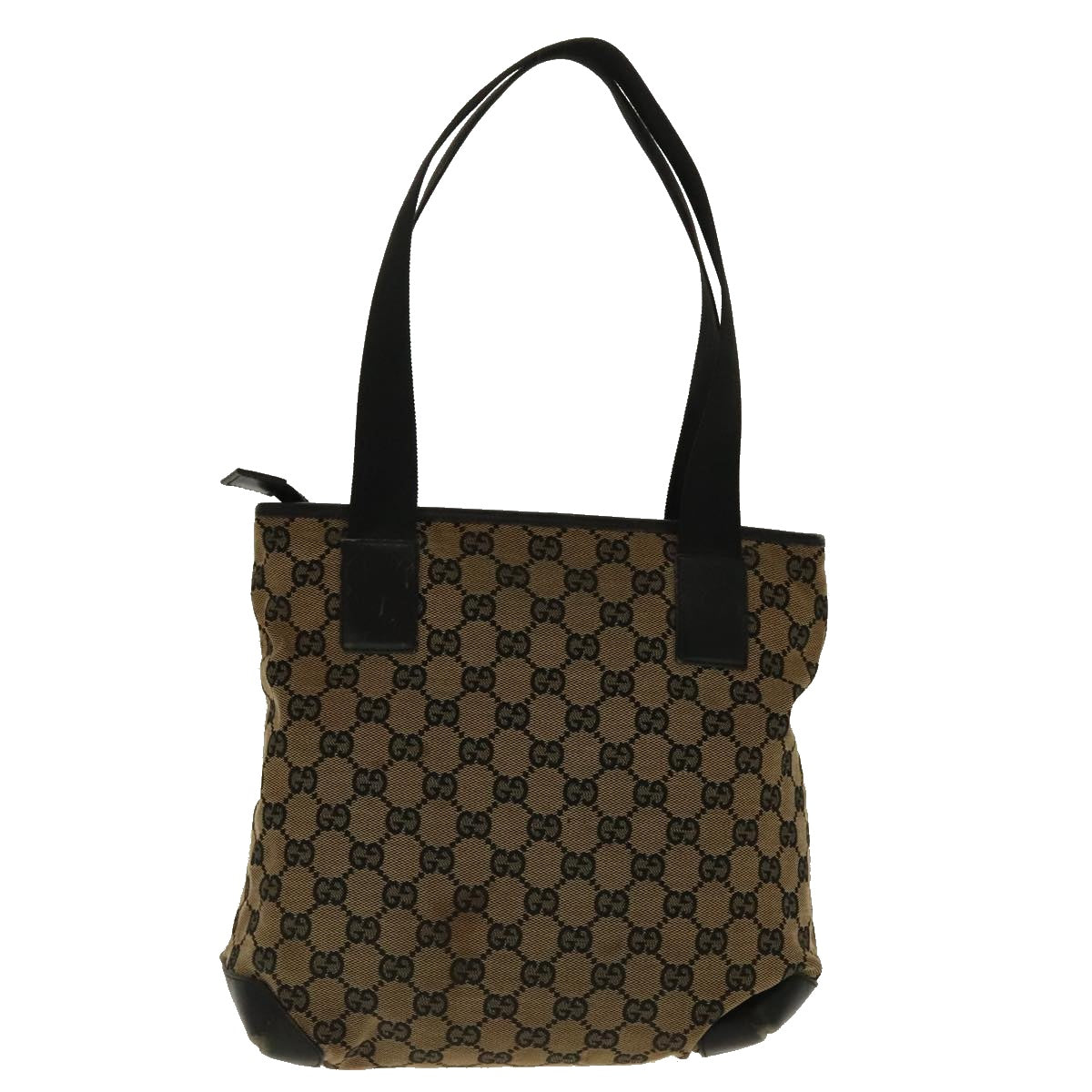 GUCCI GG Canvas Tote Bag Beige Black 019 0402 Auth 95727 - 0