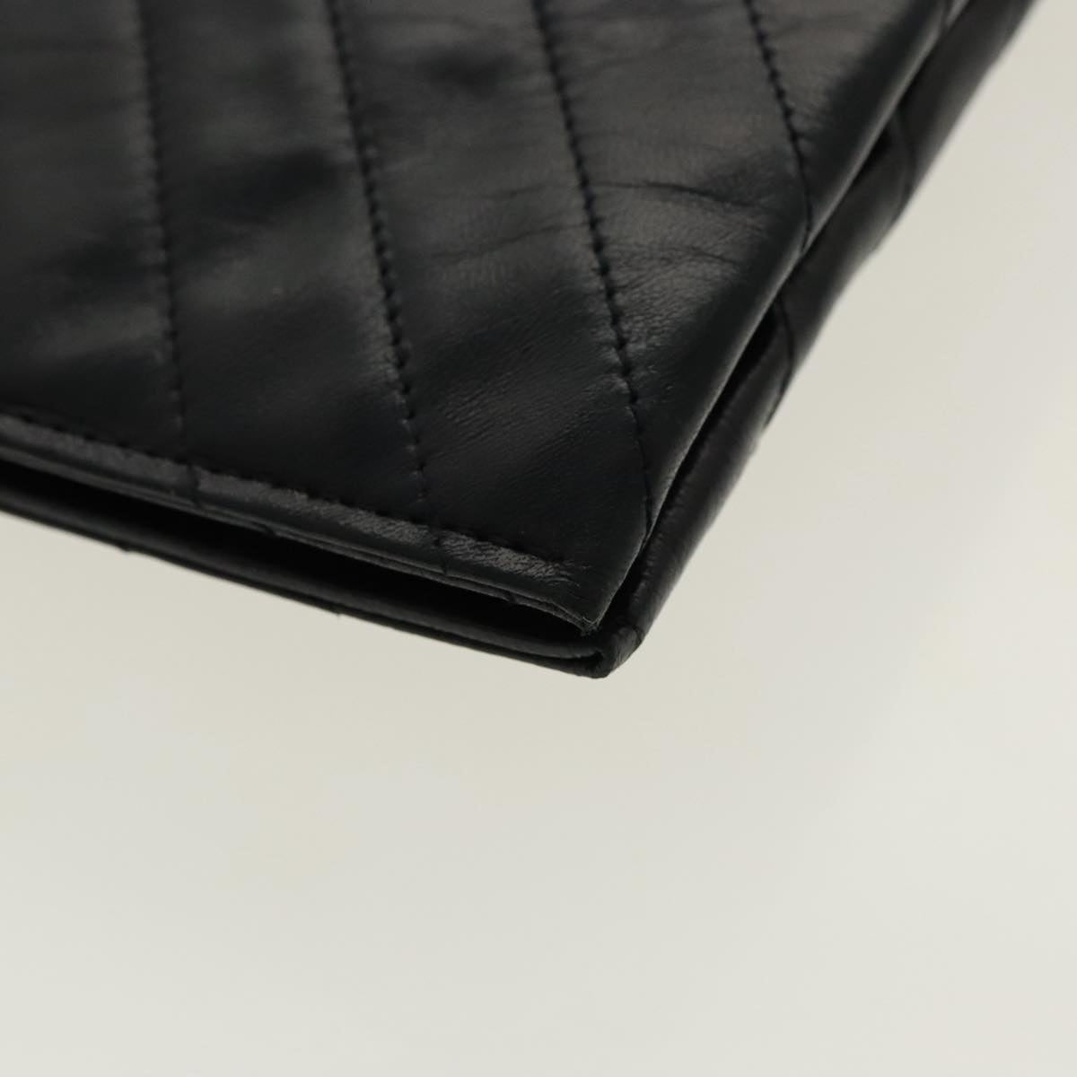 SAINT LAURENT Clutch Bag Leather Black Auth 95730