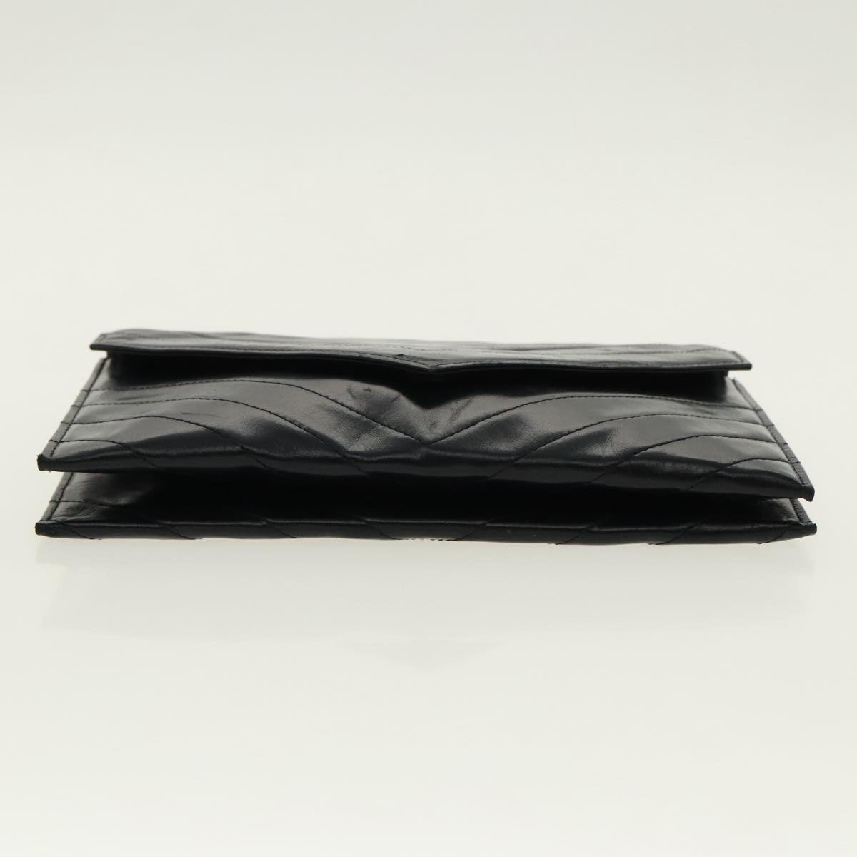 SAINT LAURENT Clutch Bag Leather Black Auth 95730