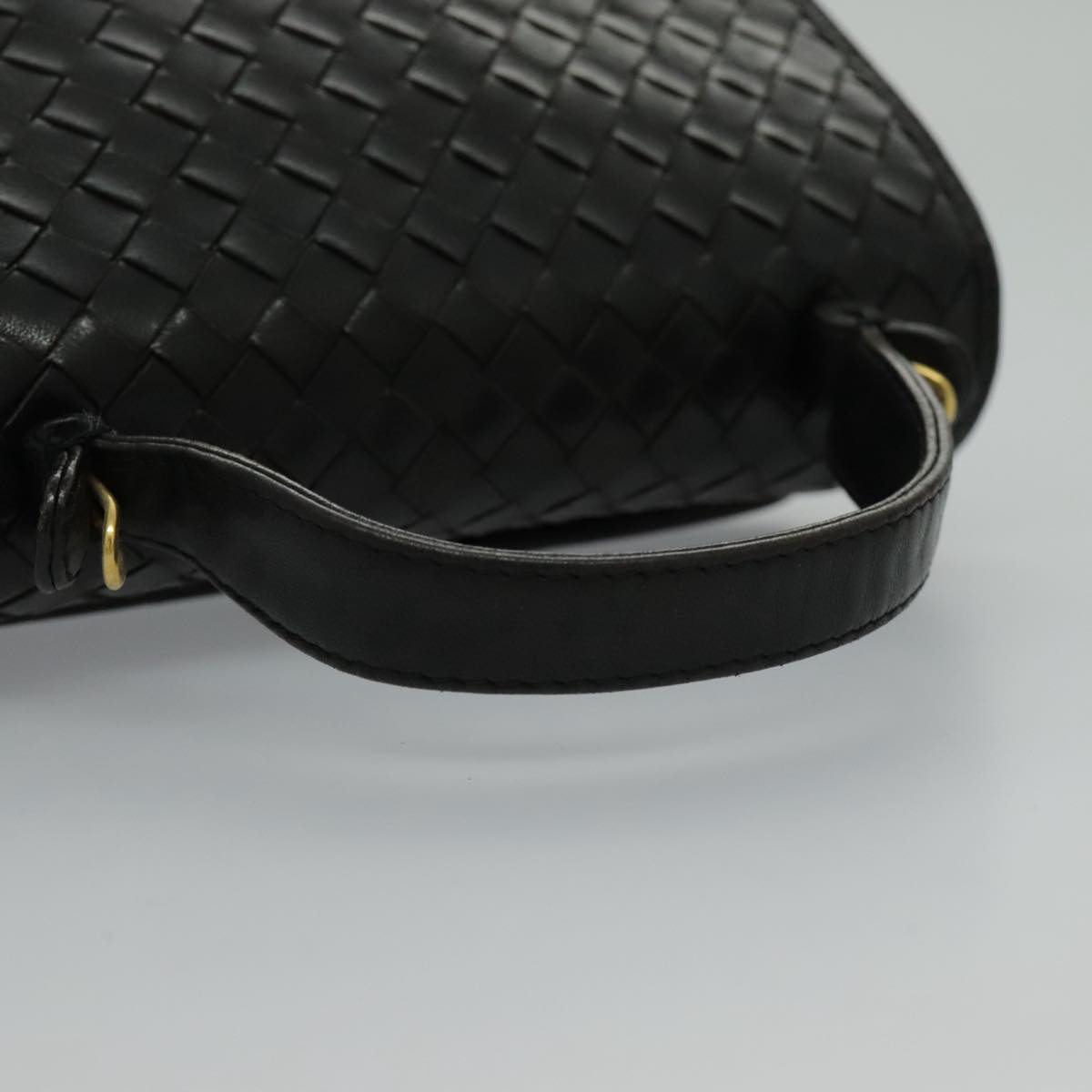 BOTTEGA VENETA INTRECCIATO Hand Bag Leather Gold Black Auth 95731