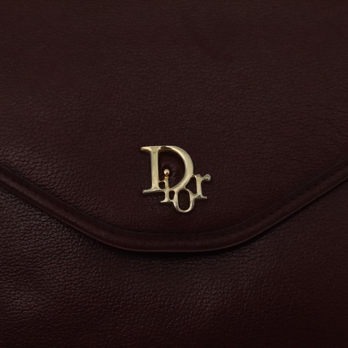 Christian Dior Chain Shoulder Bag Leather Bordeaux Gold Auth 95733