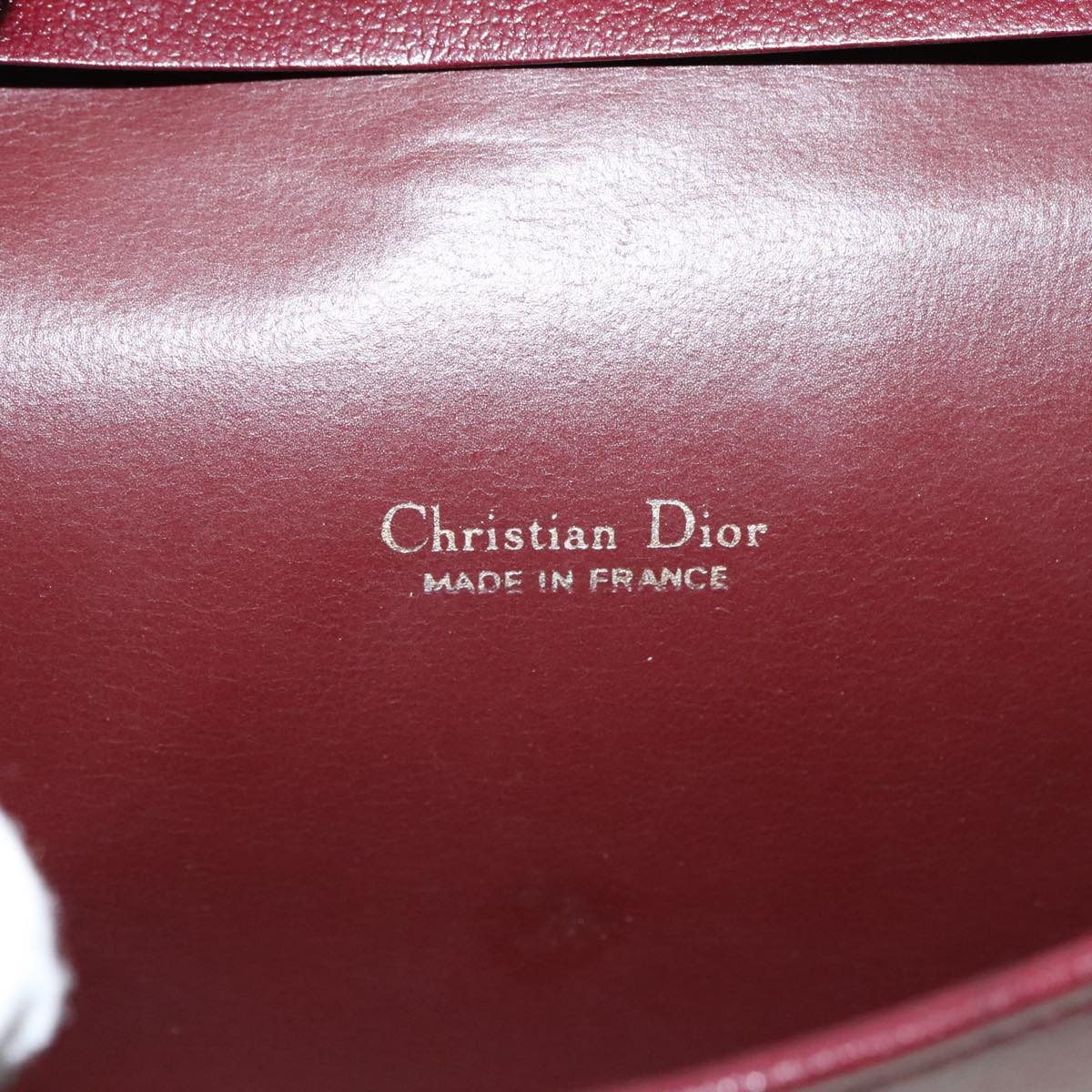 Christian Dior Chain Shoulder Bag Leather Bordeaux Gold Auth 95733