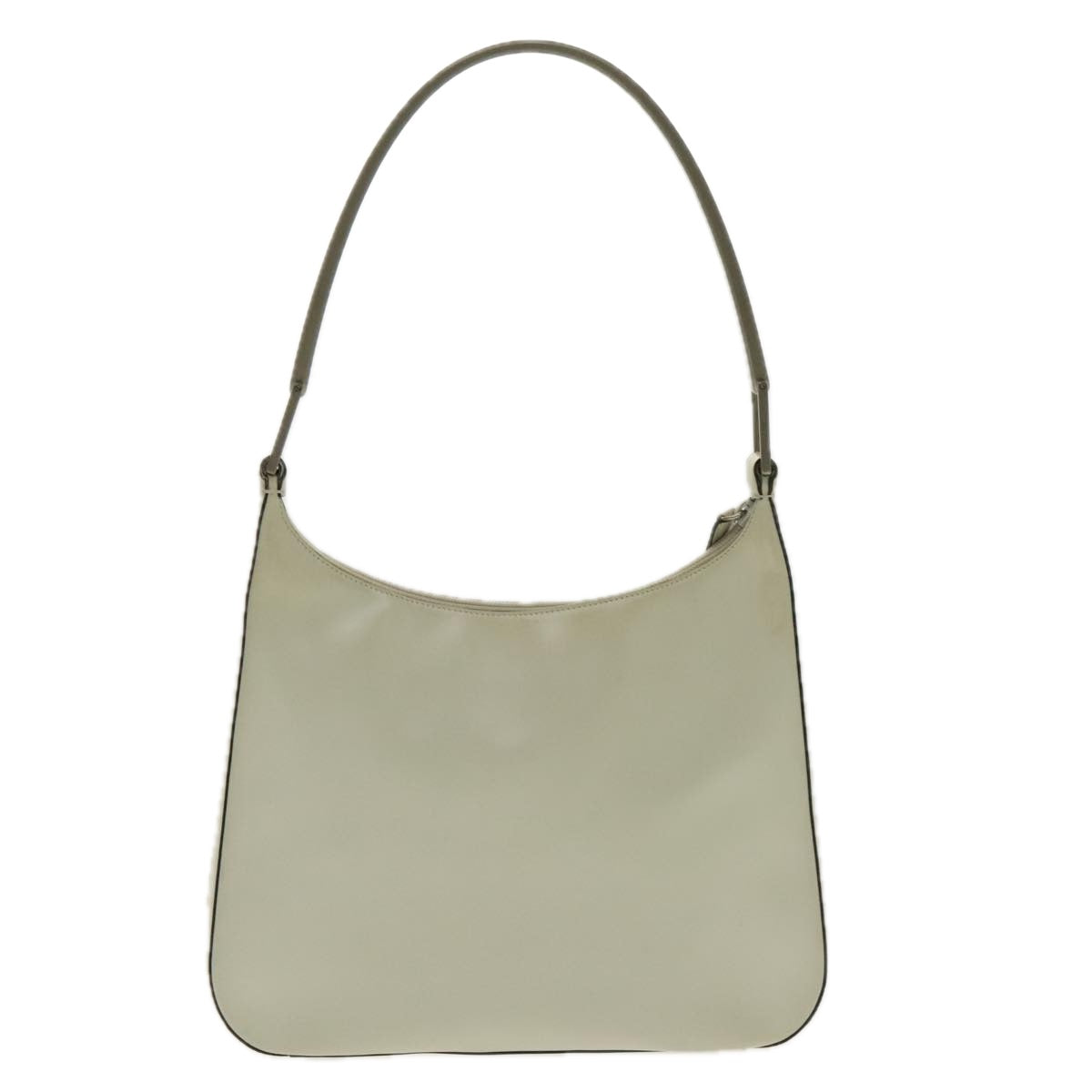 PRADA Shoulder Bag Leather White Silver Auth 95734 - 0