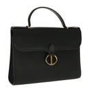 Christian Dior Hand Bag Leather Black Gold Auth 95744-1