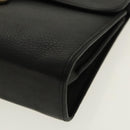 Christian Dior Hand Bag Leather Black Gold Auth 95744-9