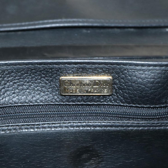 Christian Dior Handtas Leer Zwart Goud Auth 95744