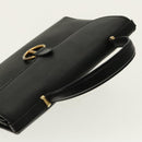 Christian Dior Hand Bag Leather Black Gold Auth 95744-6