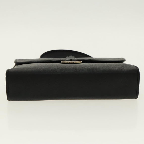 Christian Dior Hand Bag Leather Black Gold Auth 95744