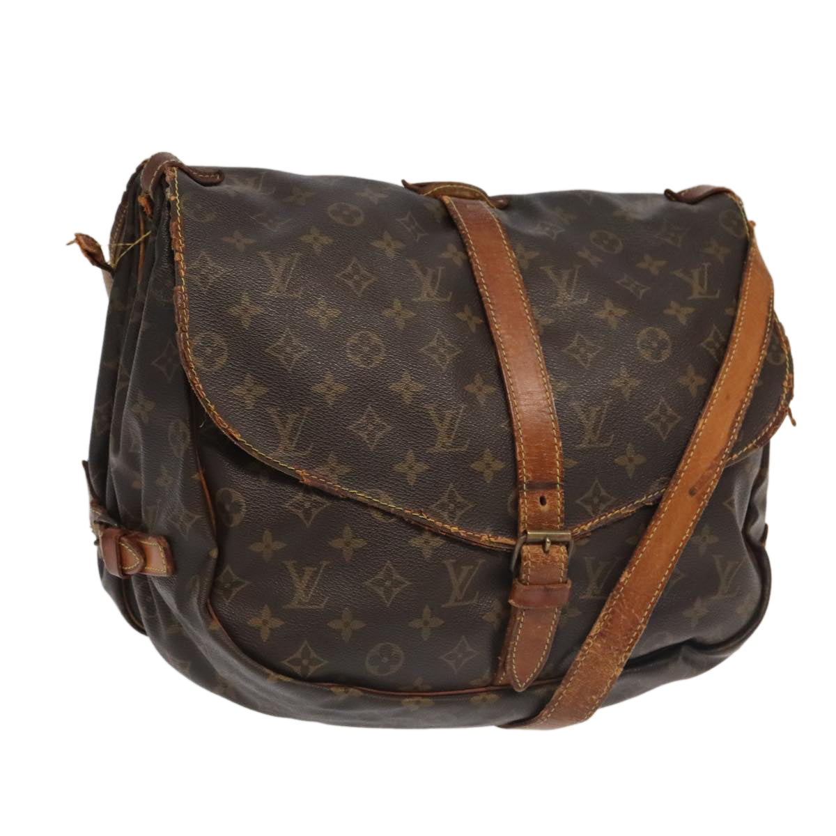 LOUIS VUITTON Monogram Saumur 35 Shoulder Bag M42254 LV Auth 95763