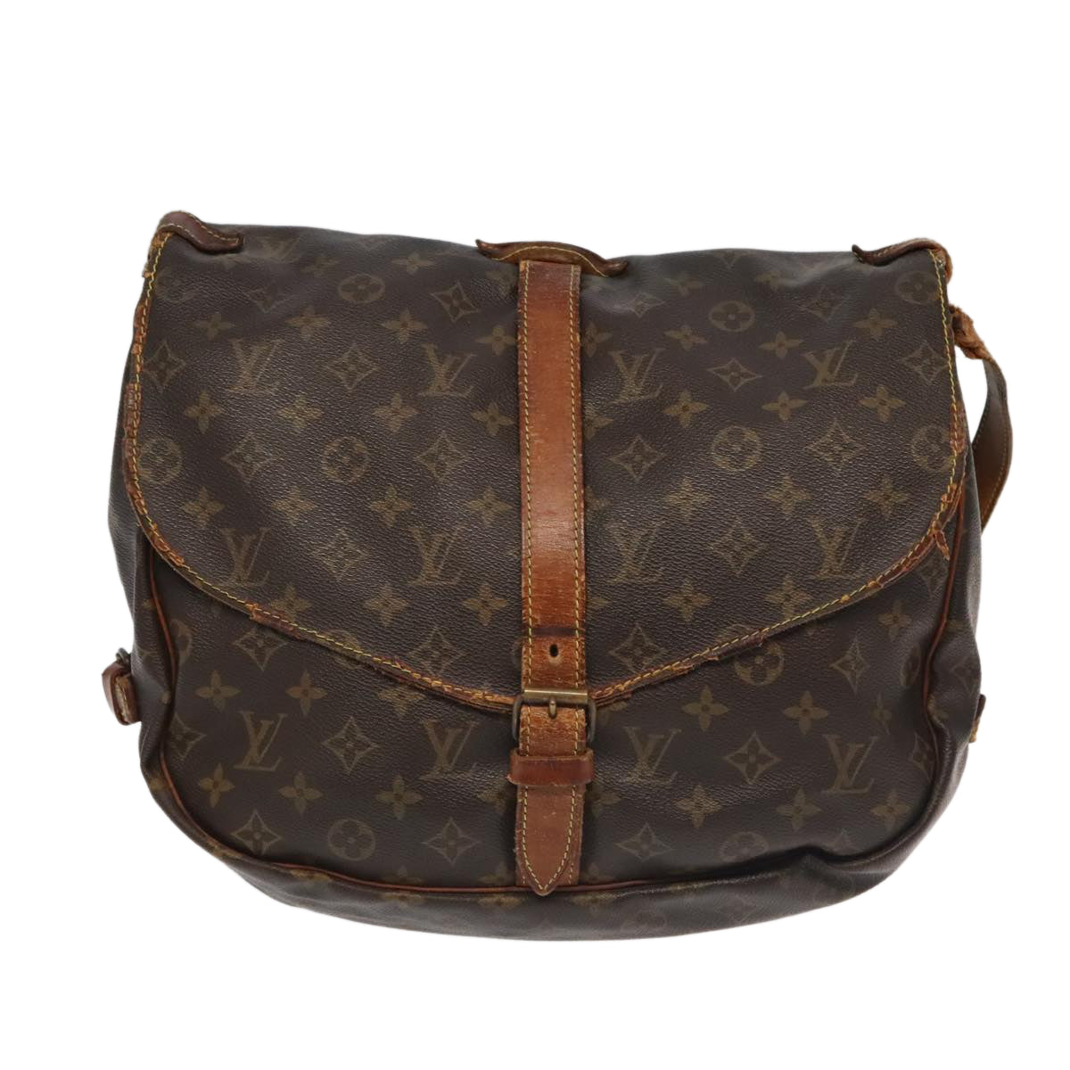 LOUIS VUITTON Monogram Saumur 35 Shoulder Bag M42254 LV Auth 95763