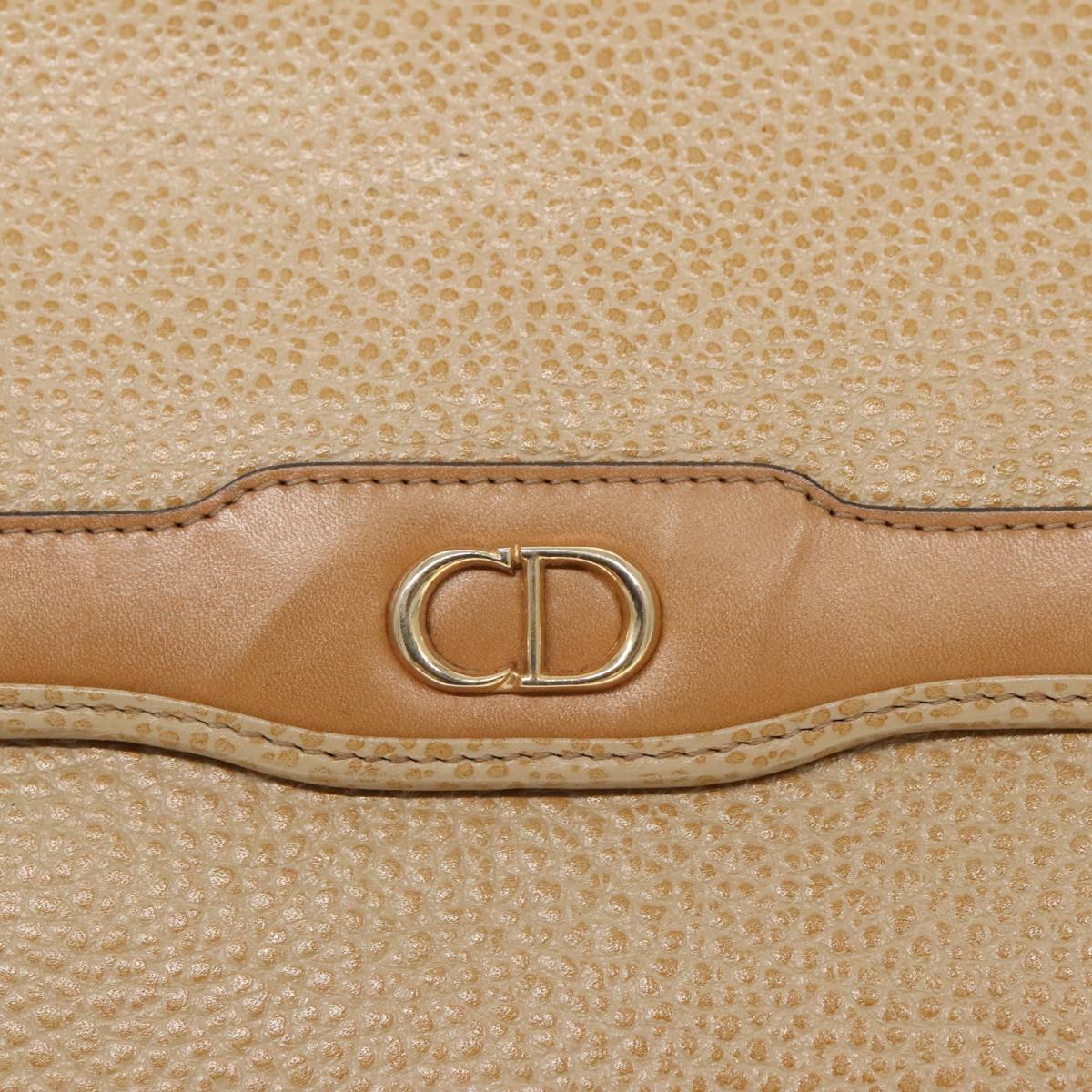 Christian Dior Shoulder Bag Leather Beige Gold Auth 95767