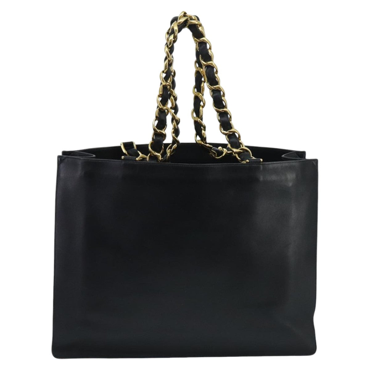 CHANEL COCO Mark Chain Tote Bag Leather Black Gold CC Auth 95782A - 0