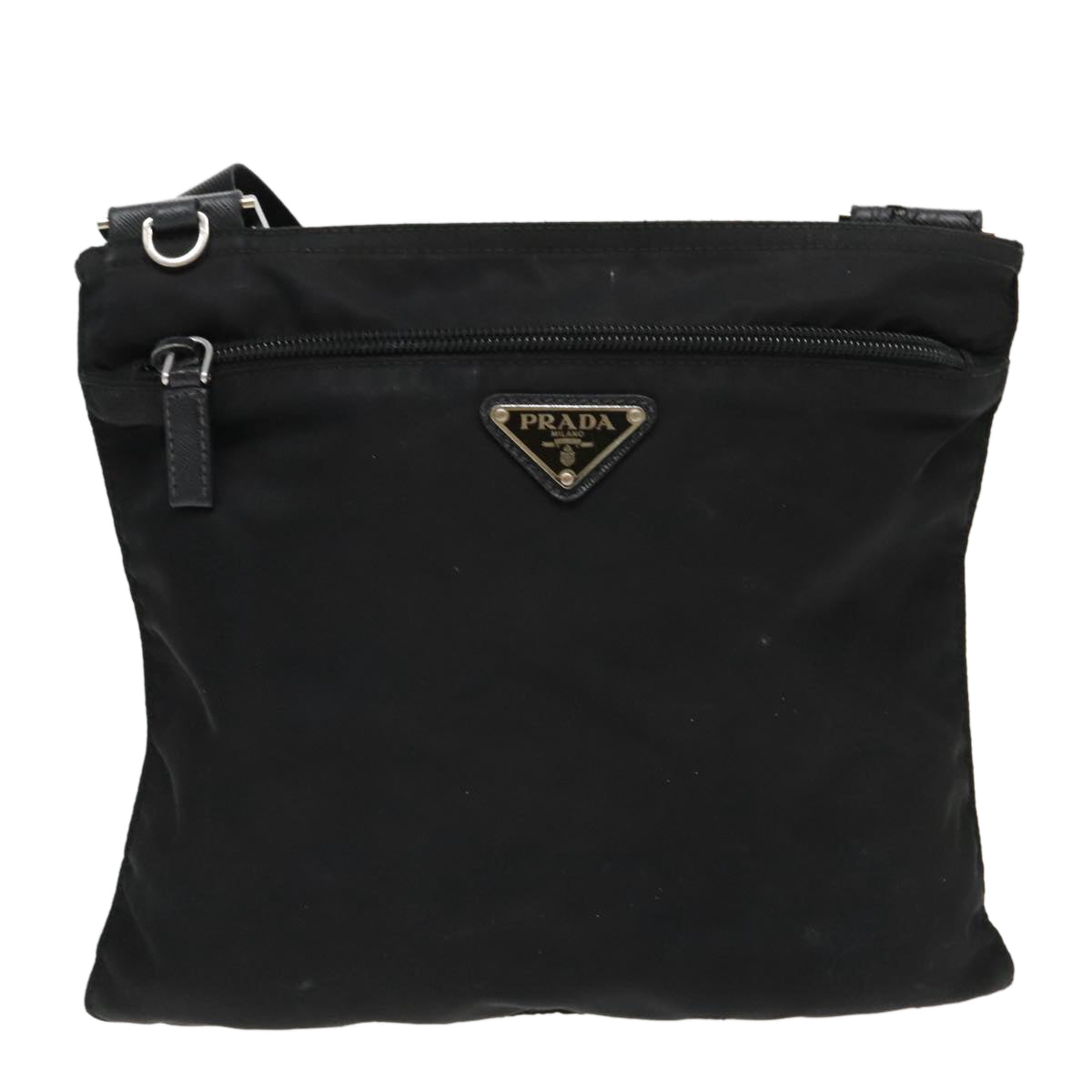 PRADA Shoulder Bag Nylon Black Silver Auth 95787 - 0