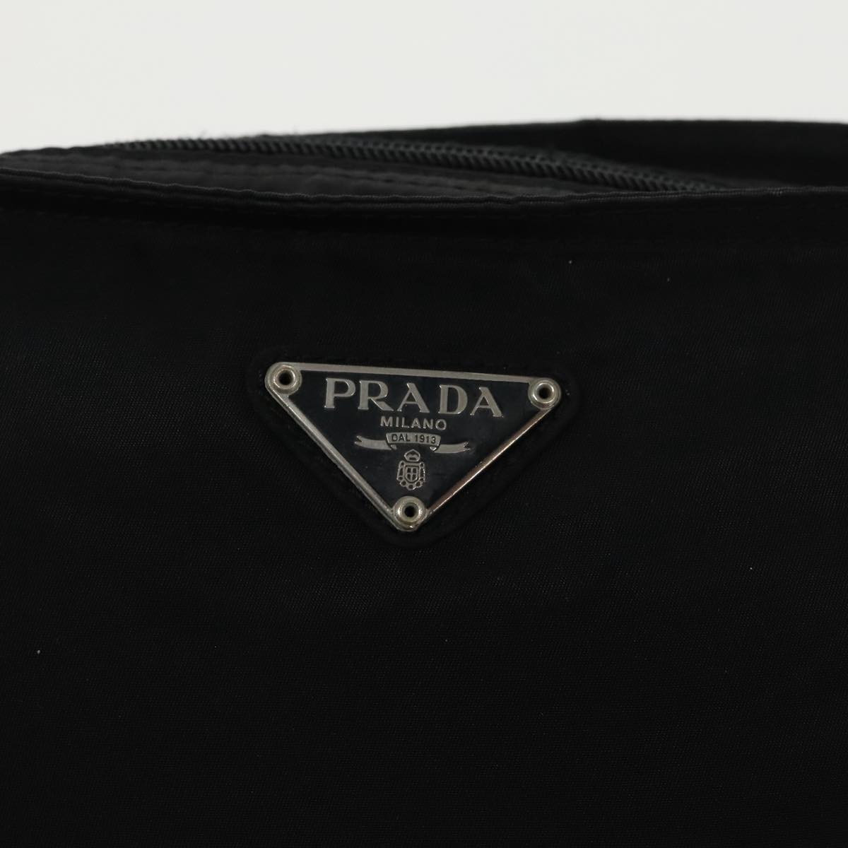 PRADA Shoulder Bag Nylon Black Silver Auth 95788