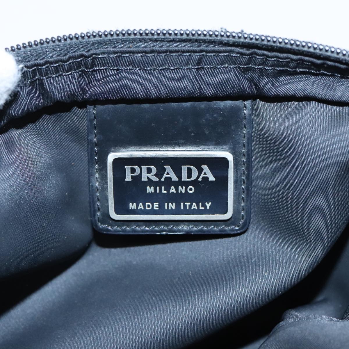 PRADA Shoulder Bag Nylon Black Silver Auth 95788