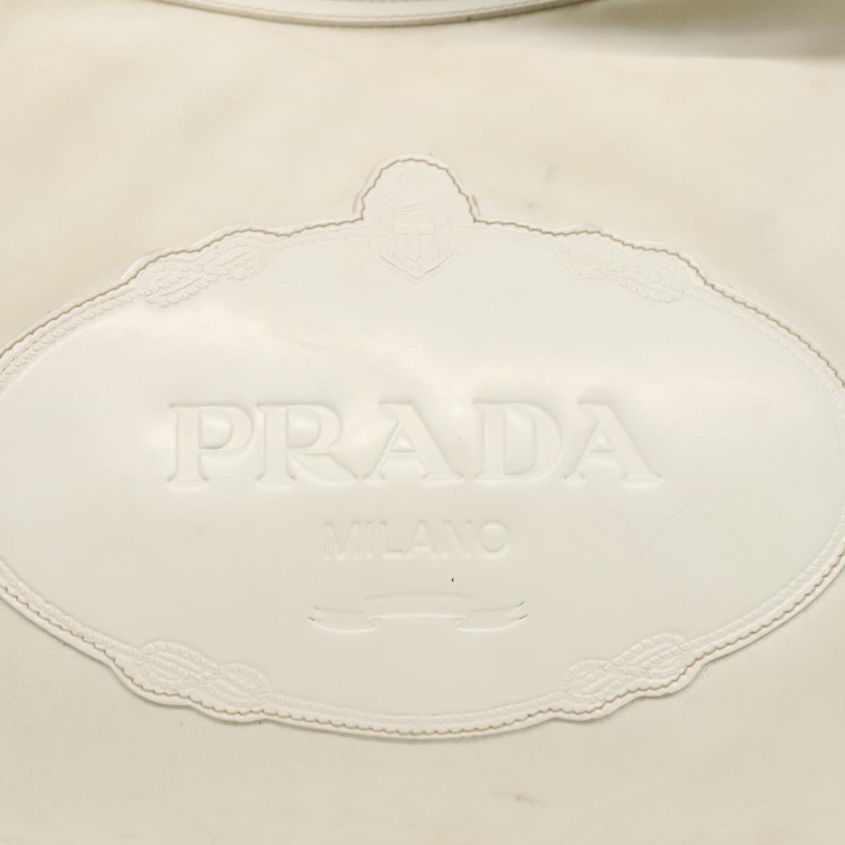 PRADA Shoulder Bag Nylon White Silver Auth 95796