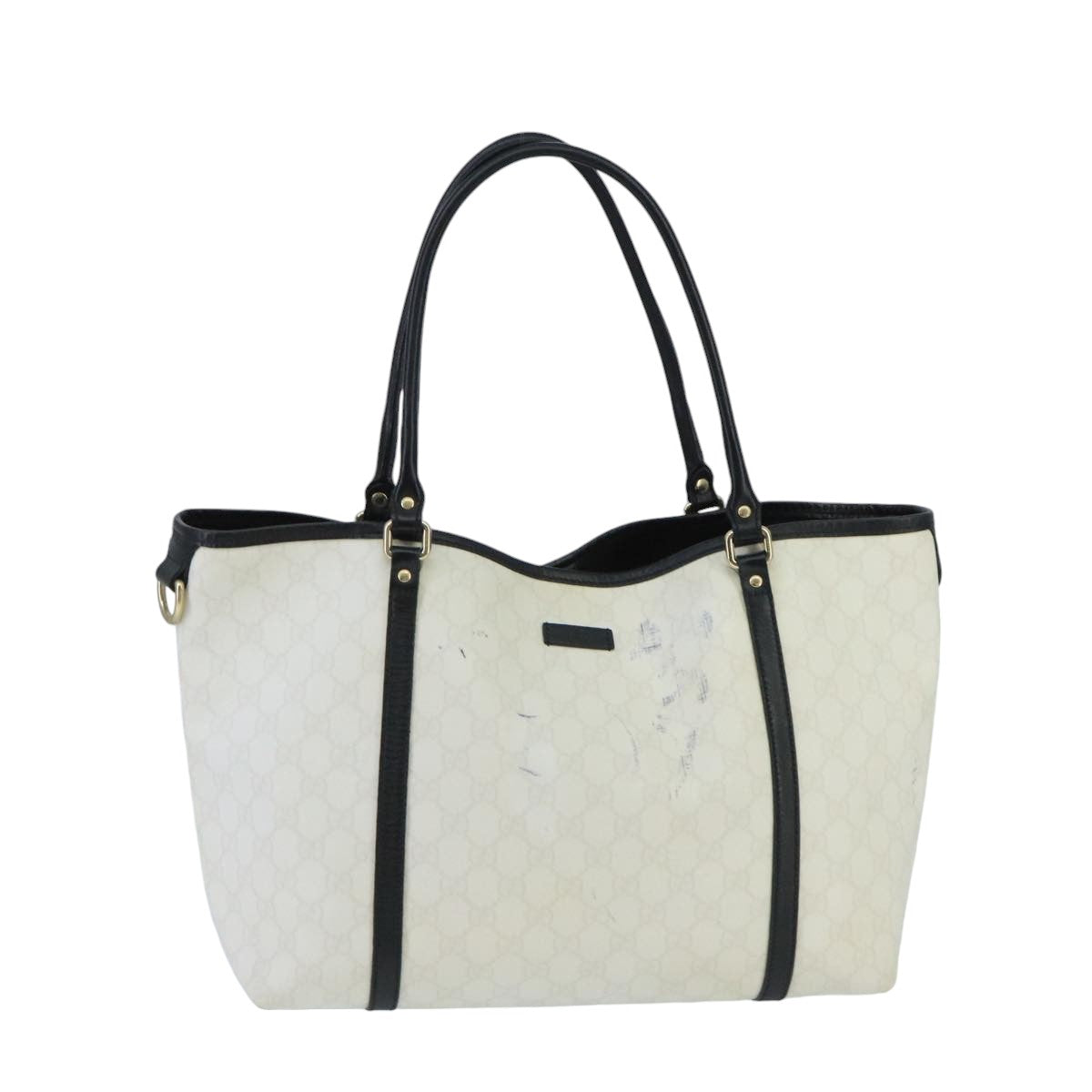 GUCCI GG Supreme Tote Bag PVC Gold White 197953 Auth 95798