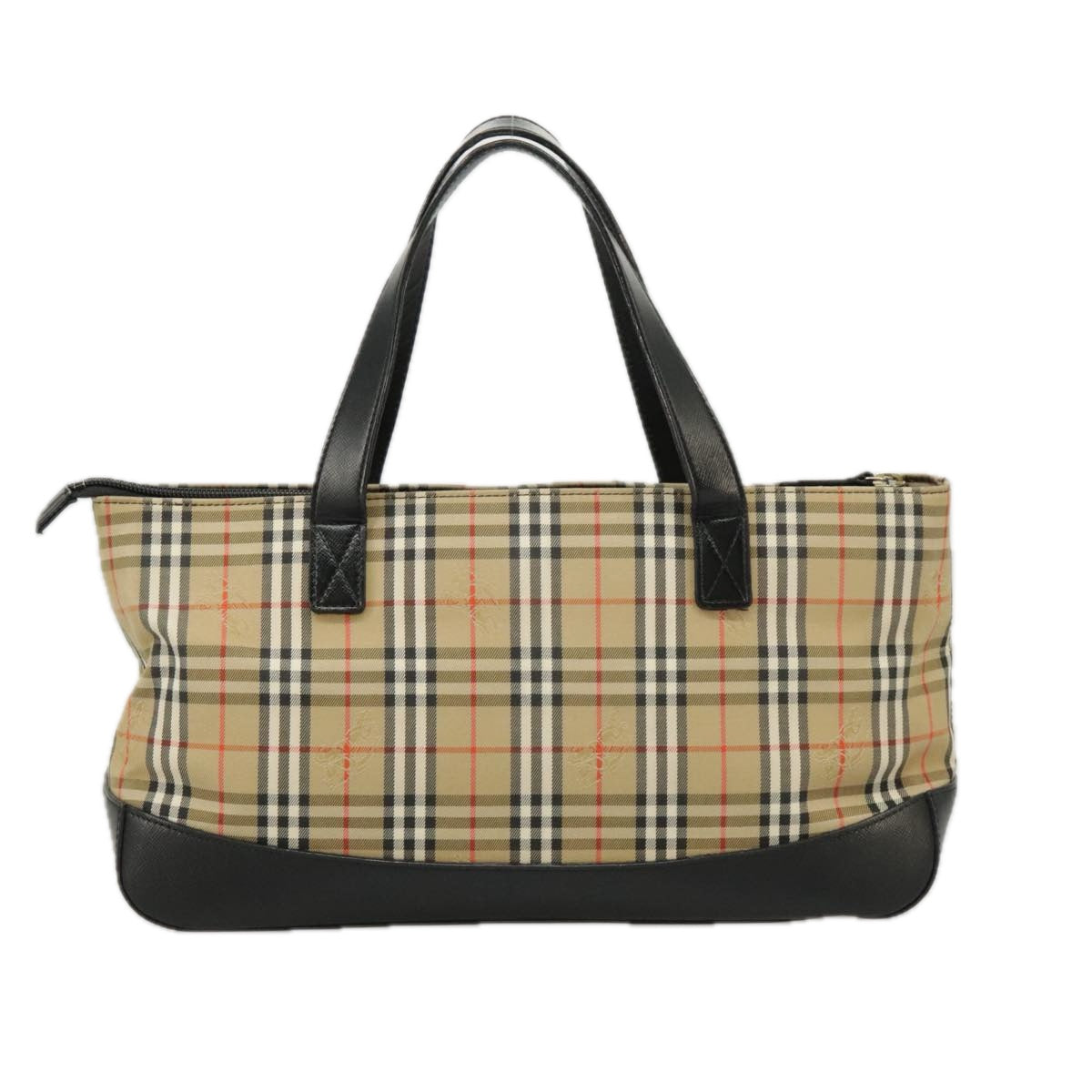 BURBERRY Nova Check Hand Bag Canvas Leather Black Beige Auth 95803 - 0