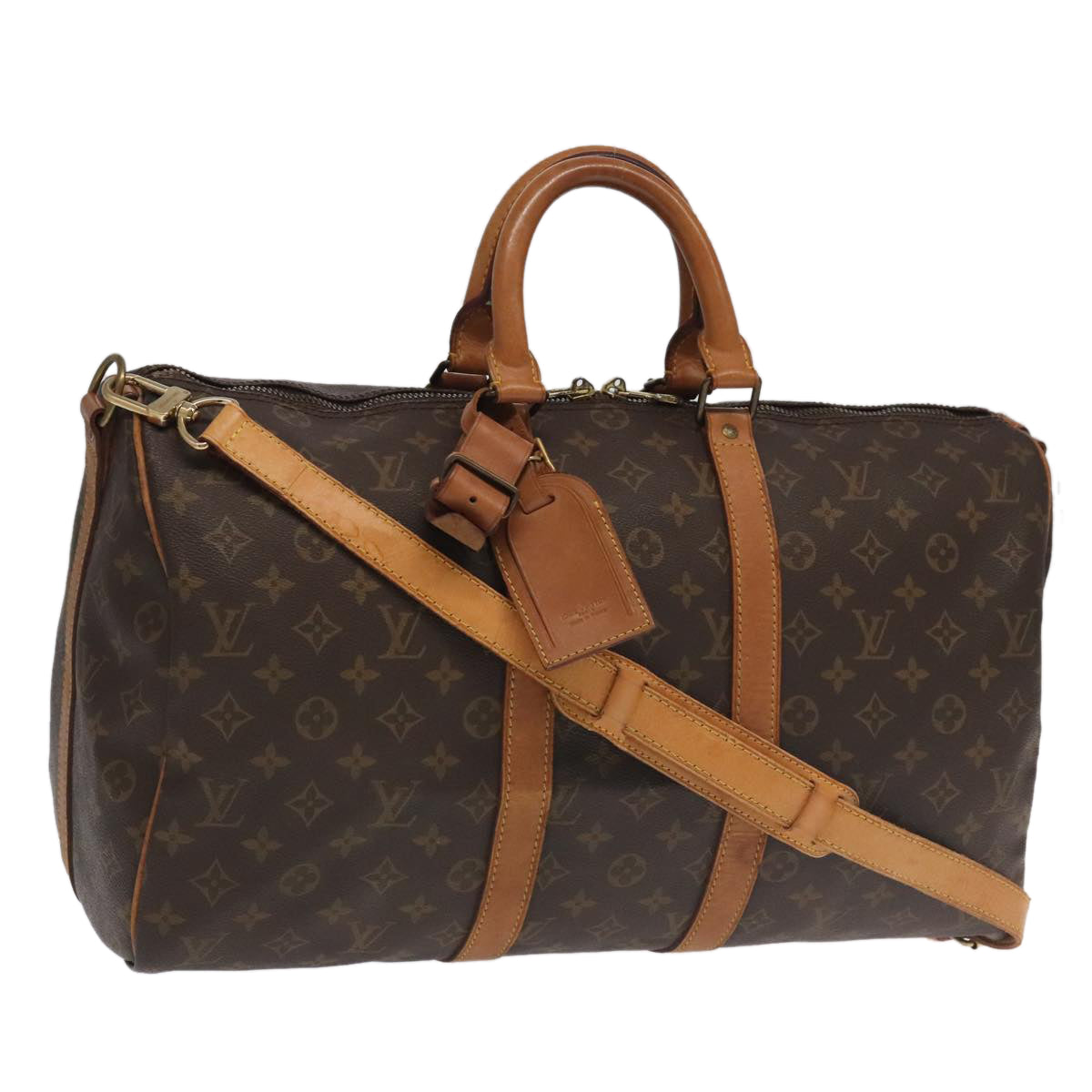 LOUIS VUITTON Monogram Keepall Bandouliere 45 Boston Bag M41418 LV Auth 95804