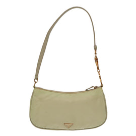 PRADA Shoulder Bag Nylon Cream Gold Auth 95818 - 0