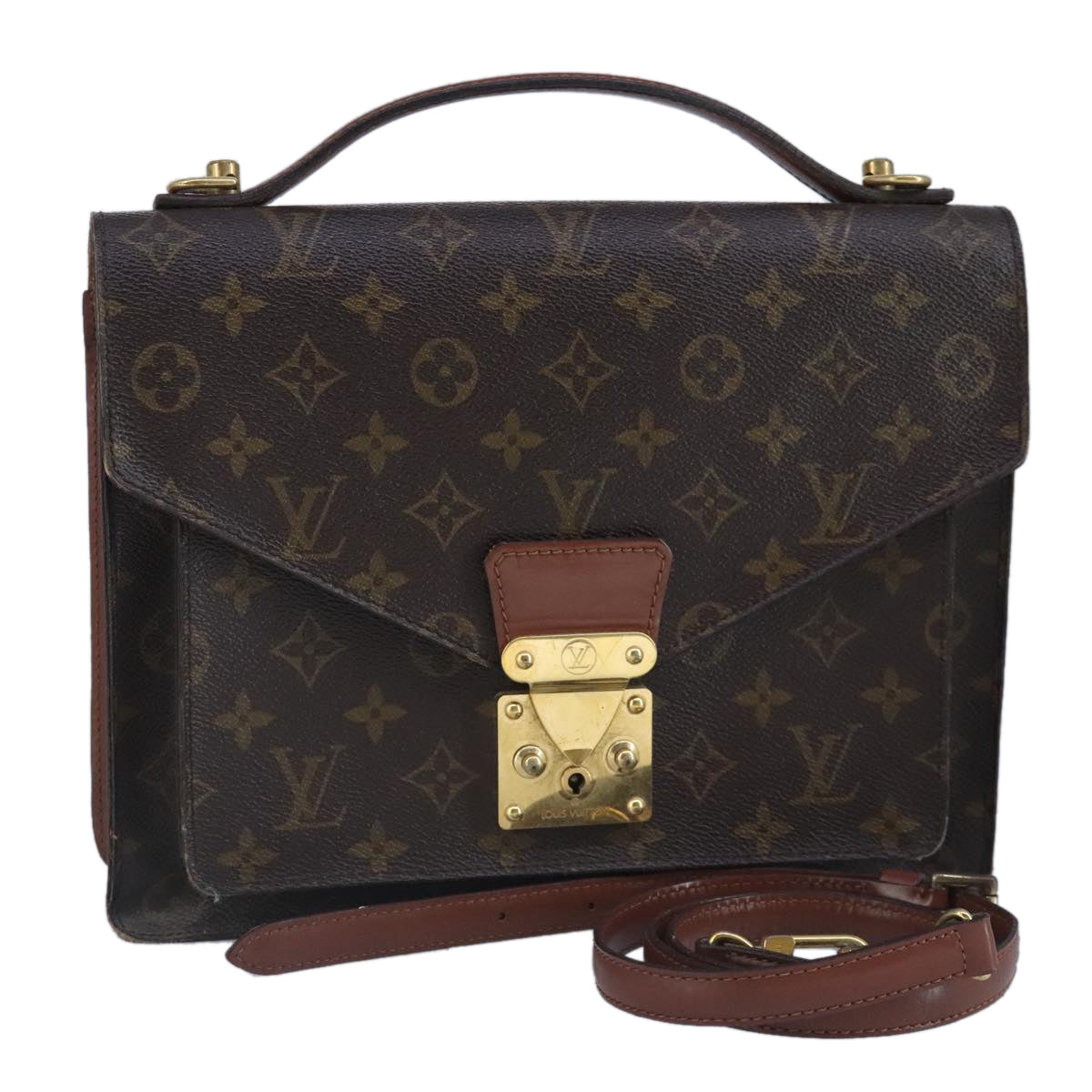 LOUIS VUITTON Monogram Monceau 28 Hand Bag 2way M51185 LV Auth 95822