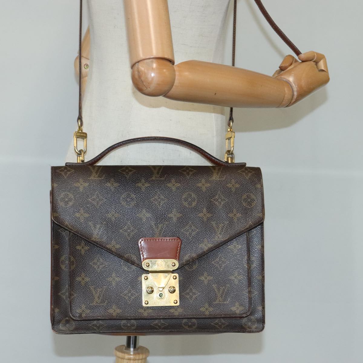 LOUIS VUITTON Monogram Monceau 28 Hand Bag 2way M51185 LV Auth 95822