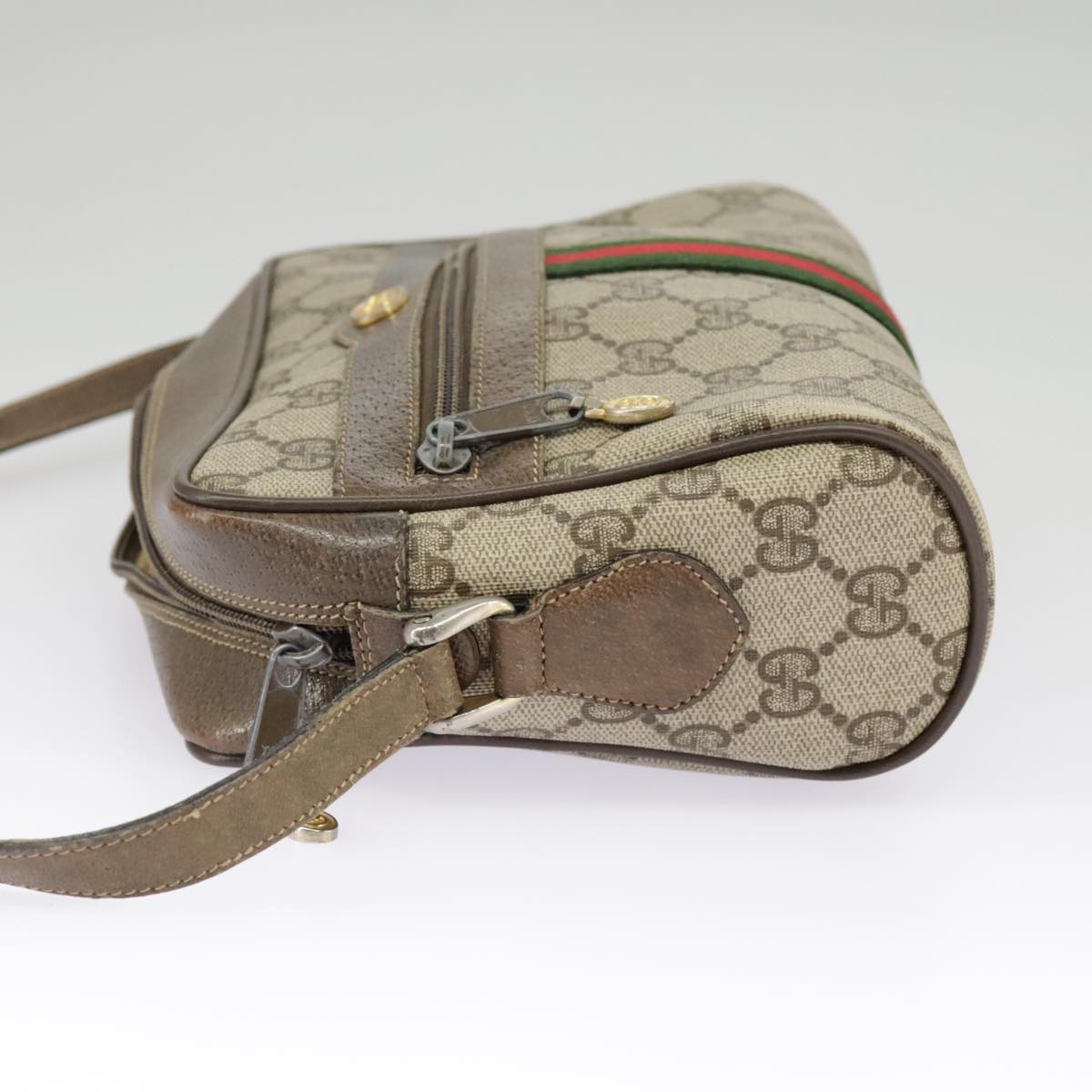 GUCCI GG Supreme Web Sherry Line Shoulder Bag PVC Beige 56 02 004 Auth 95827