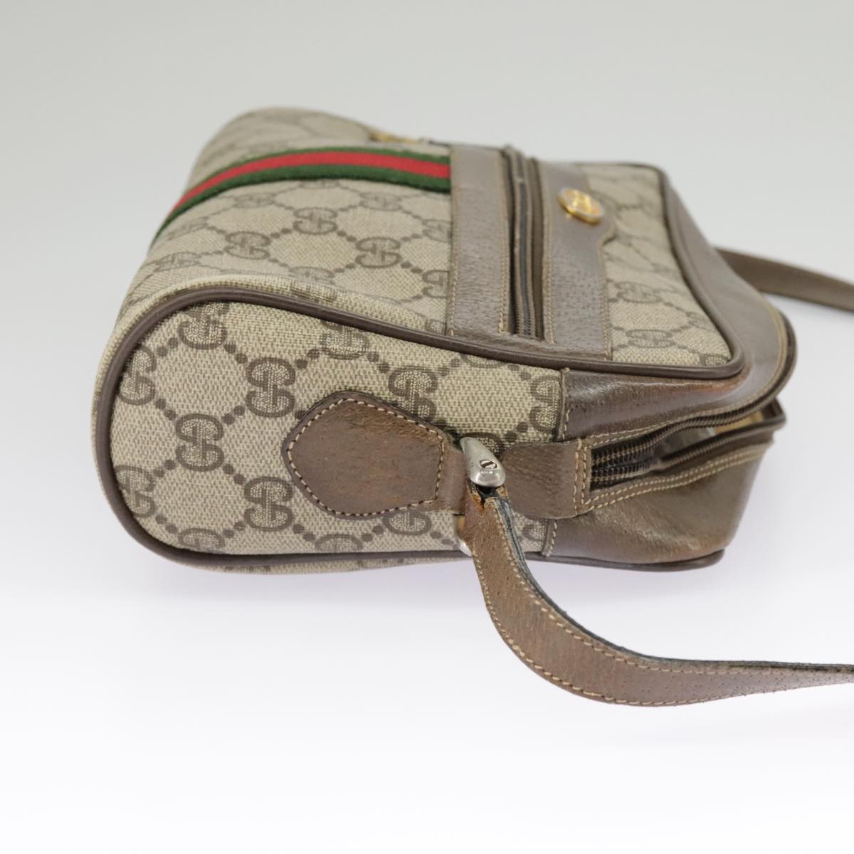 GUCCI GG Supreme Web Sherry Line Shoulder Bag PVC Beige 56 02 004 Auth 95827