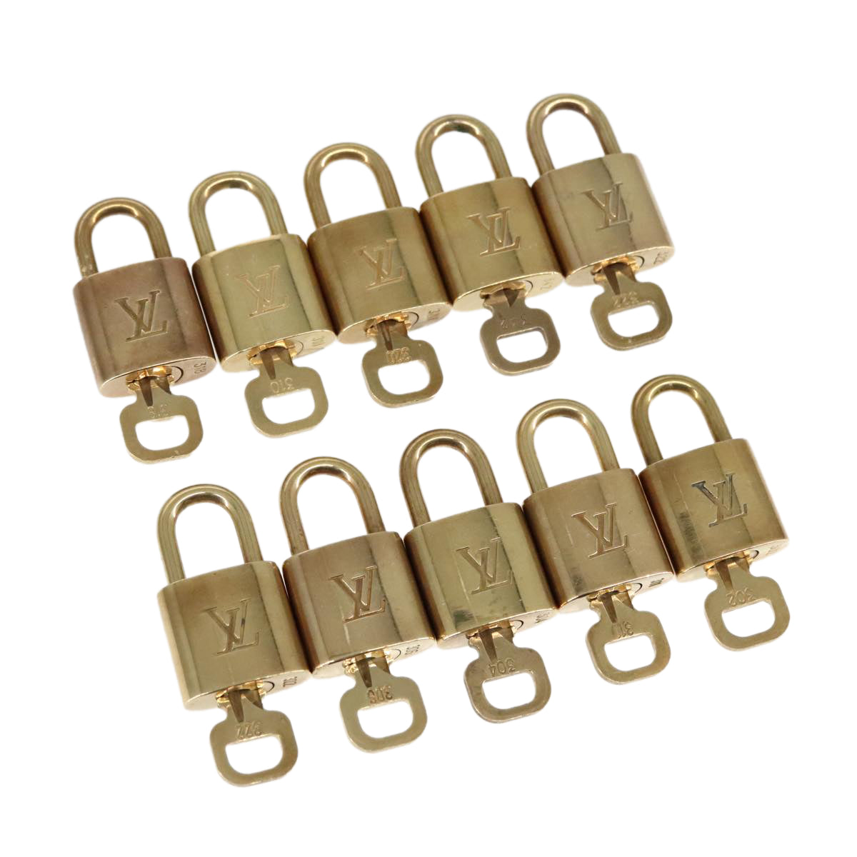 LOUIS VUITTON Padlock 10set metal Gold Tone LV Auth 95839