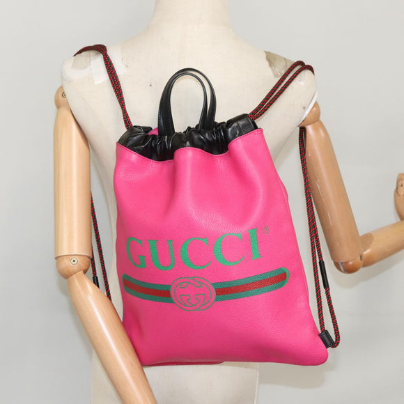 GUCCI Backpack Leather Pink 523586 Auth 95840V