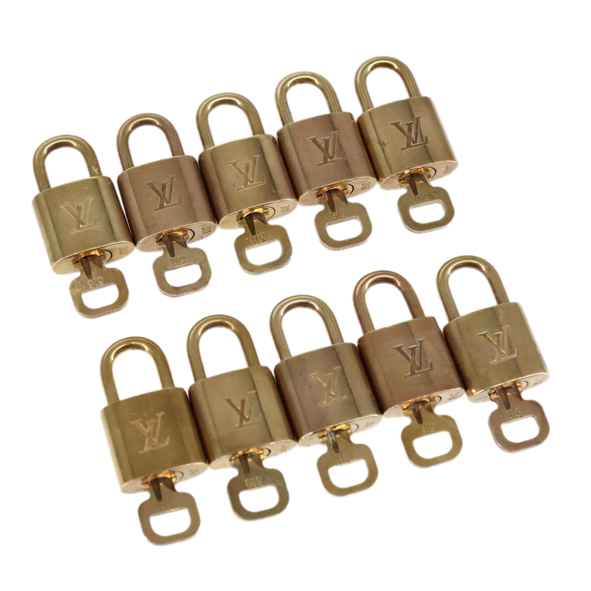 LOUIS VUITTON Padlock 10set metal Gold Tone LV Auth 95843