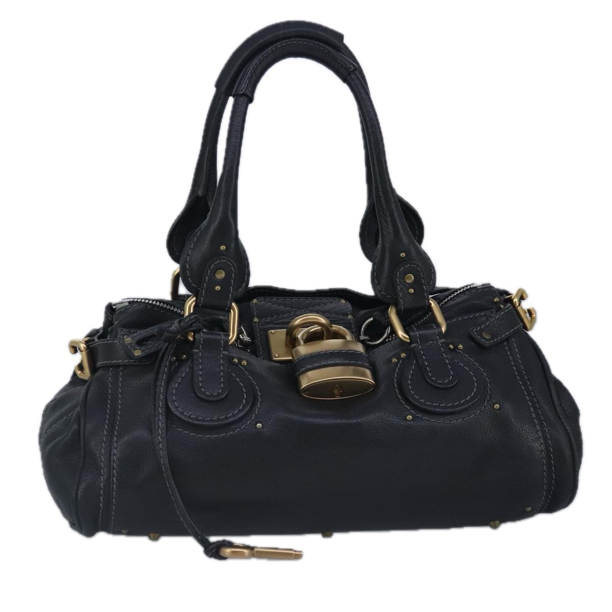 Chloe Paddington Hand Bag Leather Black Auth 95844