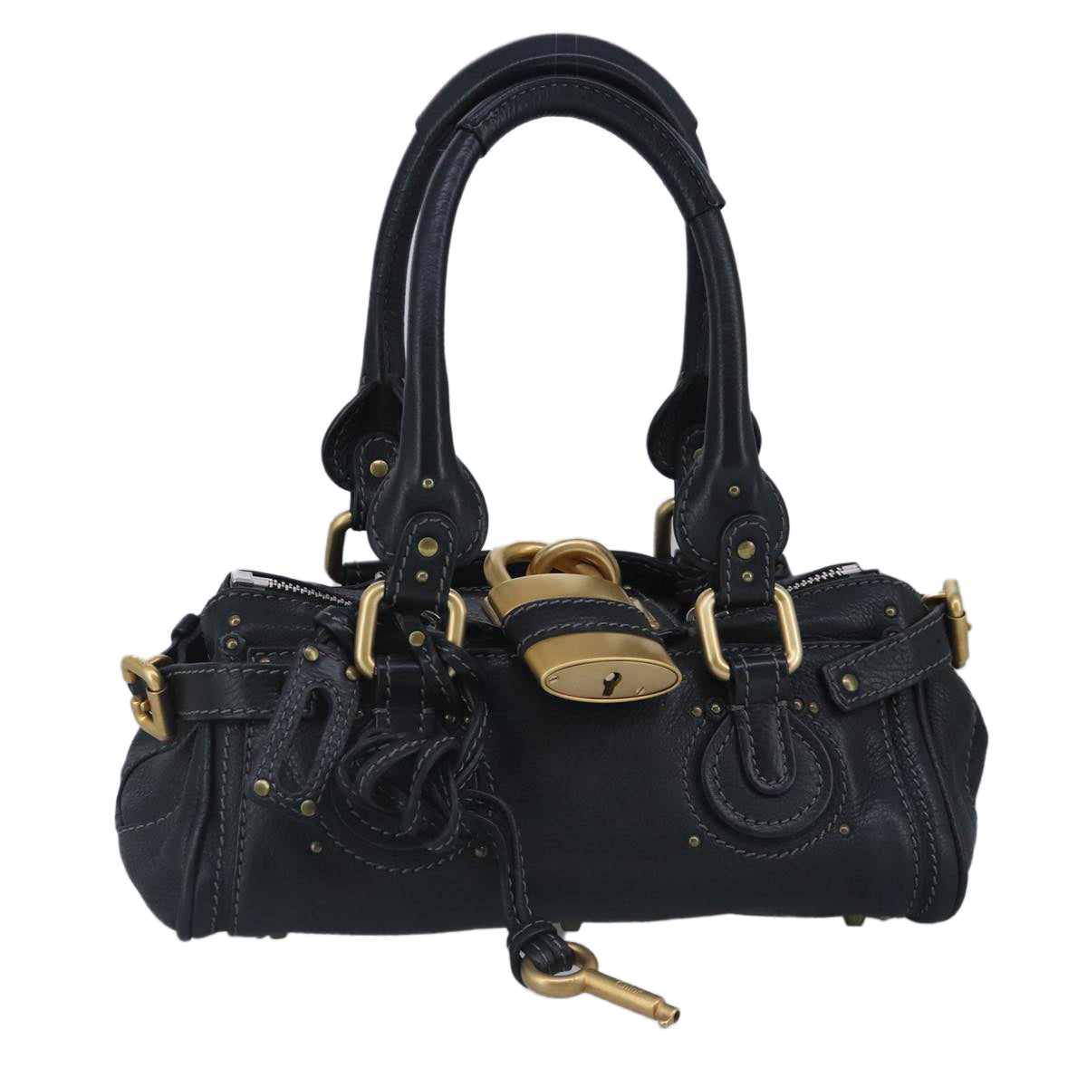 Chloe Paddington Hand Bag Leather Black Auth 95845