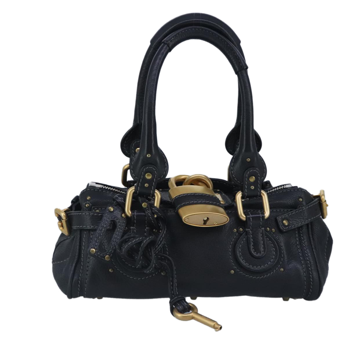 Chloe Paddington Hand Bag Leather Black Auth 95845