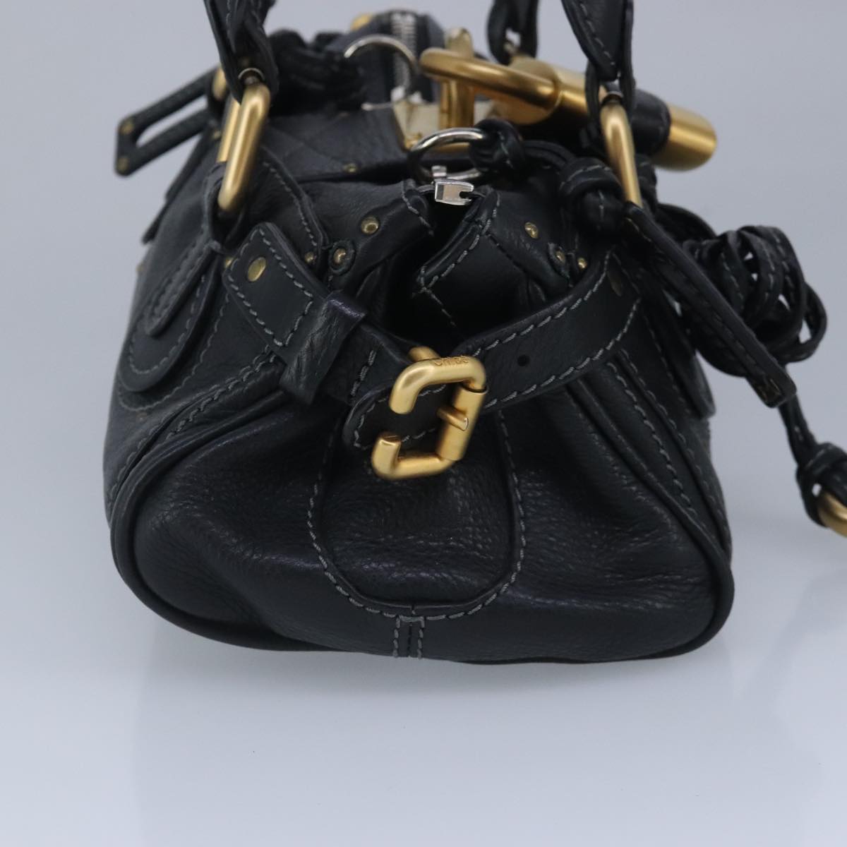 Chloe Paddington Hand Bag Leather Black Auth 95845