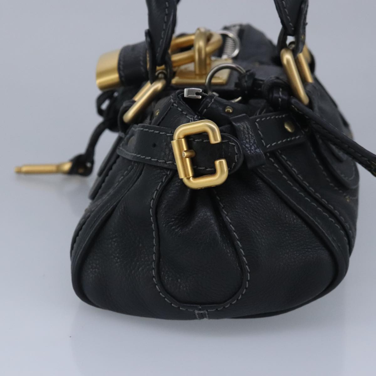 Chloe Paddington Hand Bag Leather Black Auth 95845