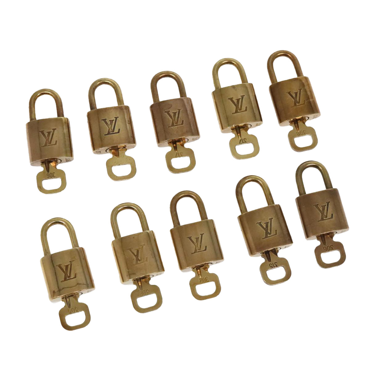 LOUIS VUITTON Padlock 10set metal Gold Tone LV Auth 95843