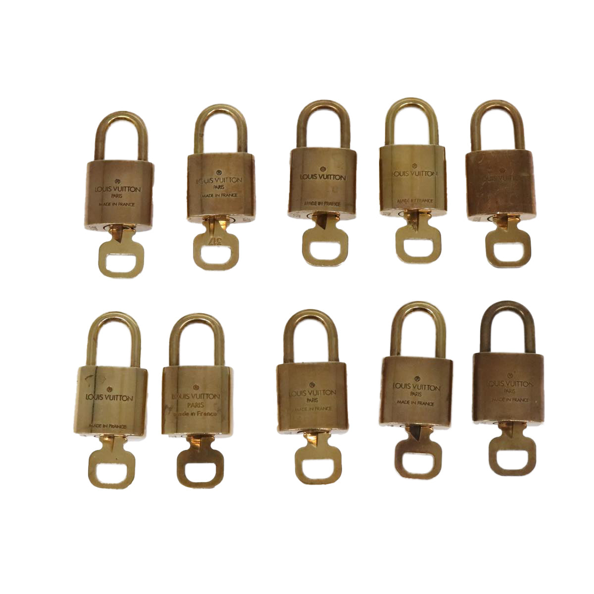 LOUIS VUITTON Padlock 10set metal Gold Tone LV Auth 95843