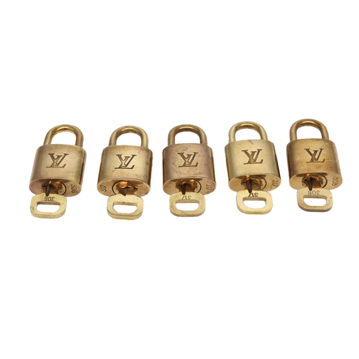 LOUIS VUITTON Padlock 10set metal Gold Tone LV Auth 95843