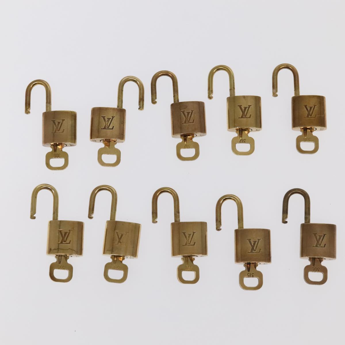 LOUIS VUITTON Padlock 10set metal Gold Tone LV Auth 95843