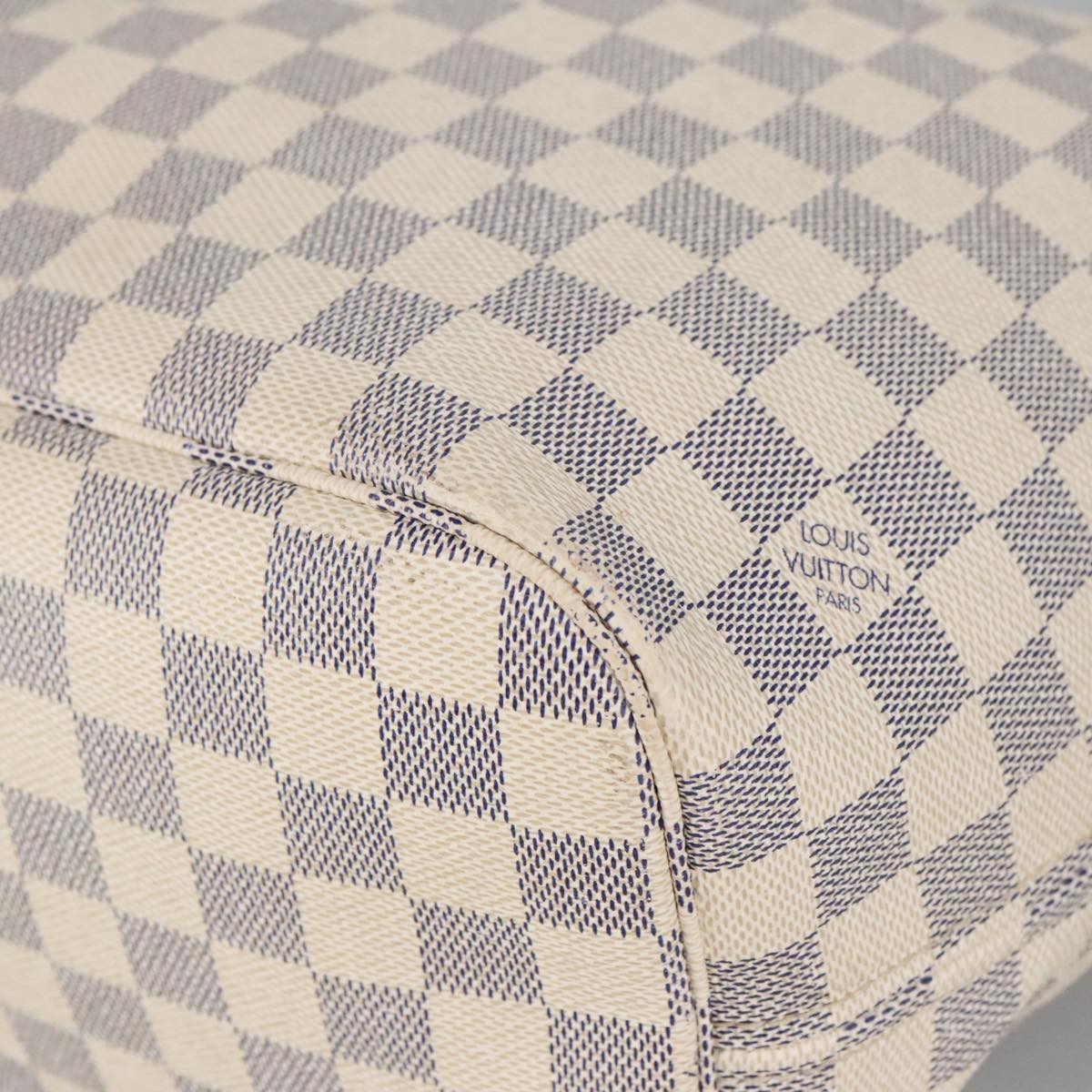 LOUIS VUITTON Damier Azur Neverfull MM Tote Bag N51107 LV Auth 95847