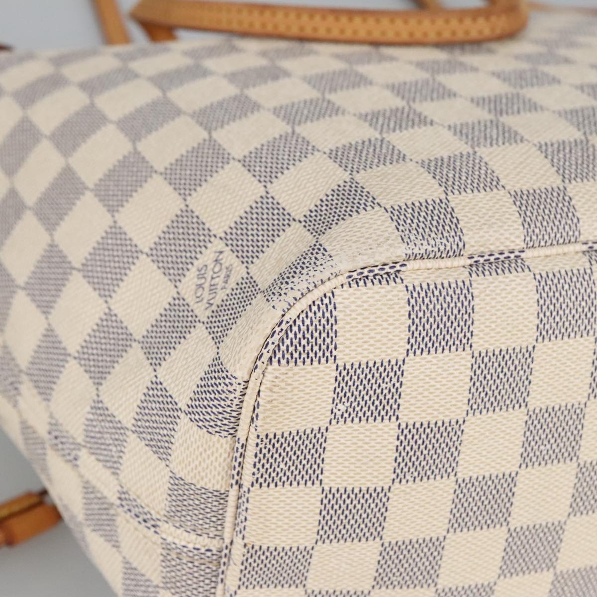 LOUIS VUITTON Damier Azur Neverfull MM Tote Bag N51107 LV Auth 95847