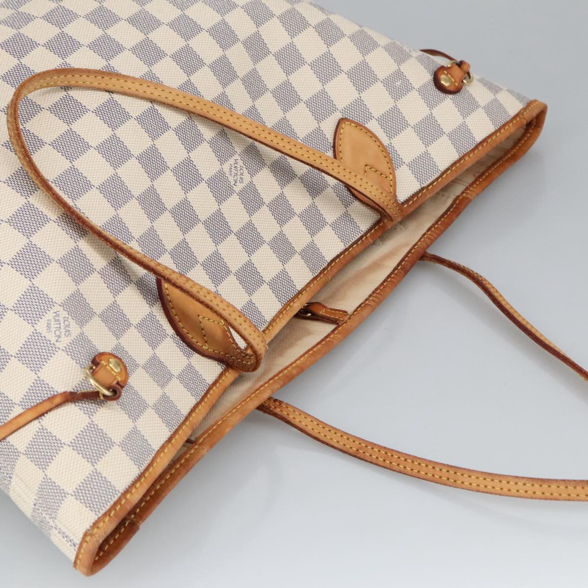 LOUIS VUITTON Damier Azur Neverfull MM Tote Bag N51107 LV Auth 95847